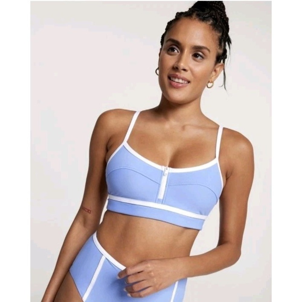 NEW CALIA SKY BREEZE SWIM XS Zip Adjustable Top Bikini Beach Sport Active Pool